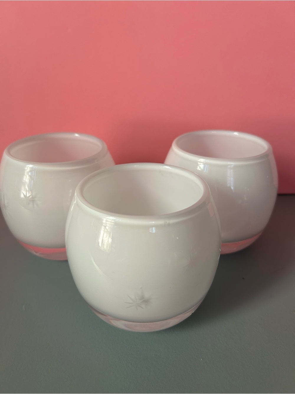 White Ceramic Round Votive Holders (Set of 3)